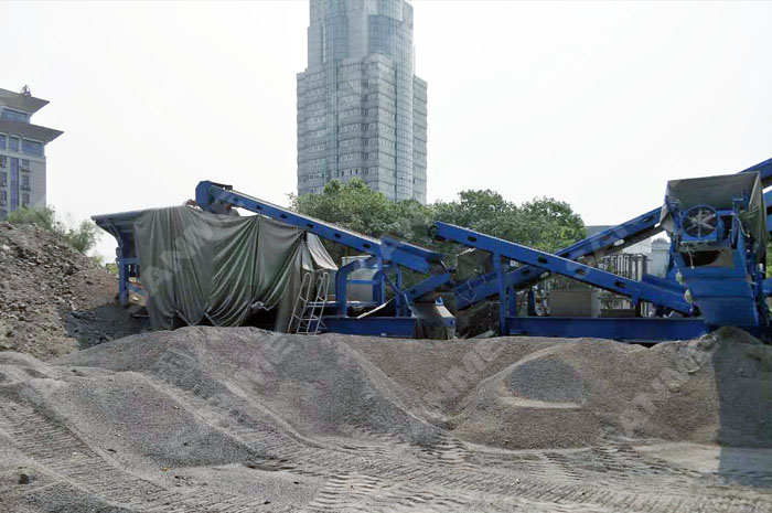 湖北武汉时产200吨轮胎移动式建筑垃圾处理生产线